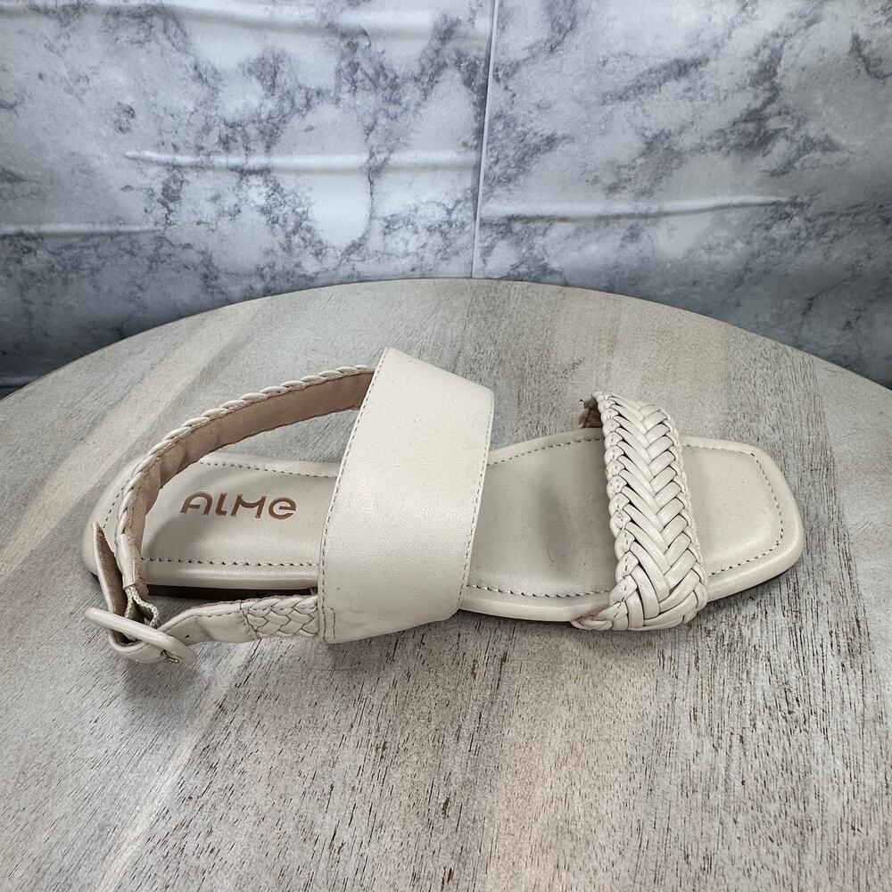 ALME Women’s Leather Braided White Flat Sandals Size 10/40 Made in Brazil - Picture 6 of 10